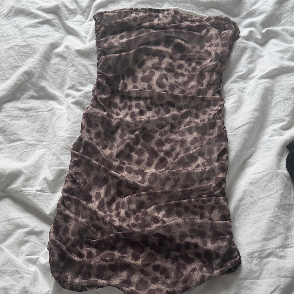 Leopard Print Strapless Dress